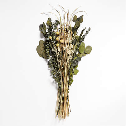 Dried Green Silver Dollar Eucalyptus & Yellow Craspedia Bouquet