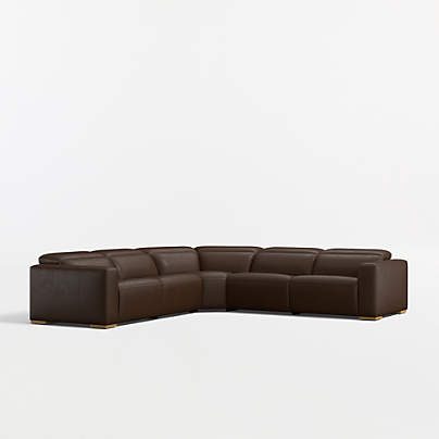 Drift 5-Piece L-Shaped Power Triple-Reclining Leather Sectional Sofa