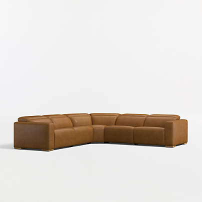 Drift 5-Piece L-Shaped Power Triple-Reclining Leather Sectional Sofa