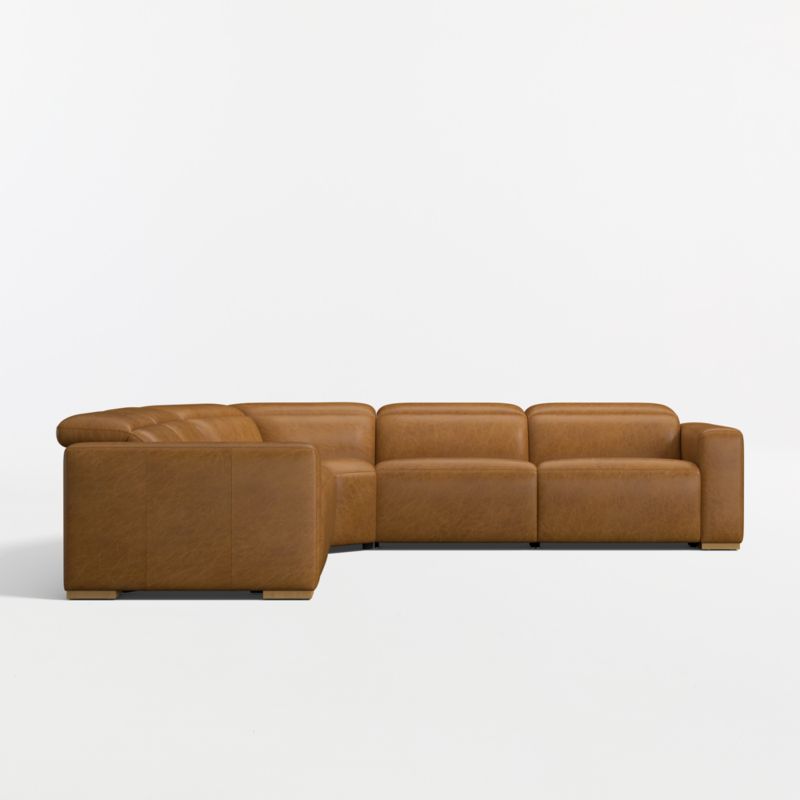 Drift 5-Piece L-Shaped Power Triple-Reclining Leather Sectional Sofa - image 3 of 8