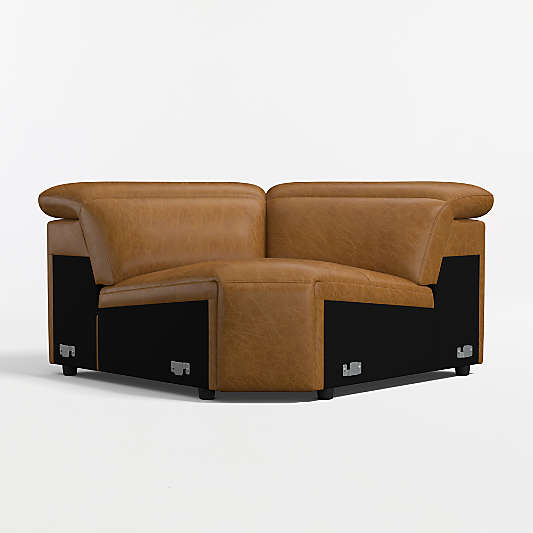 Drift Leather Stationary Wedge Chair Sectional Piece