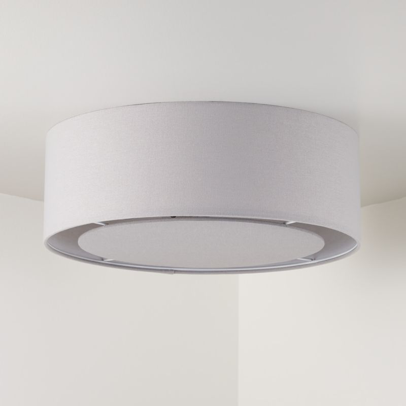 18" Light Grey Drum Shade Flush Mount Light