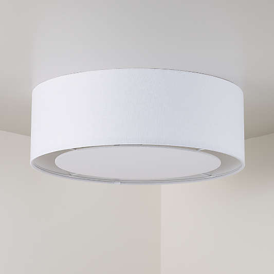 White Drum Linen Shade 18" Kids Flush Mount Ceiling Light