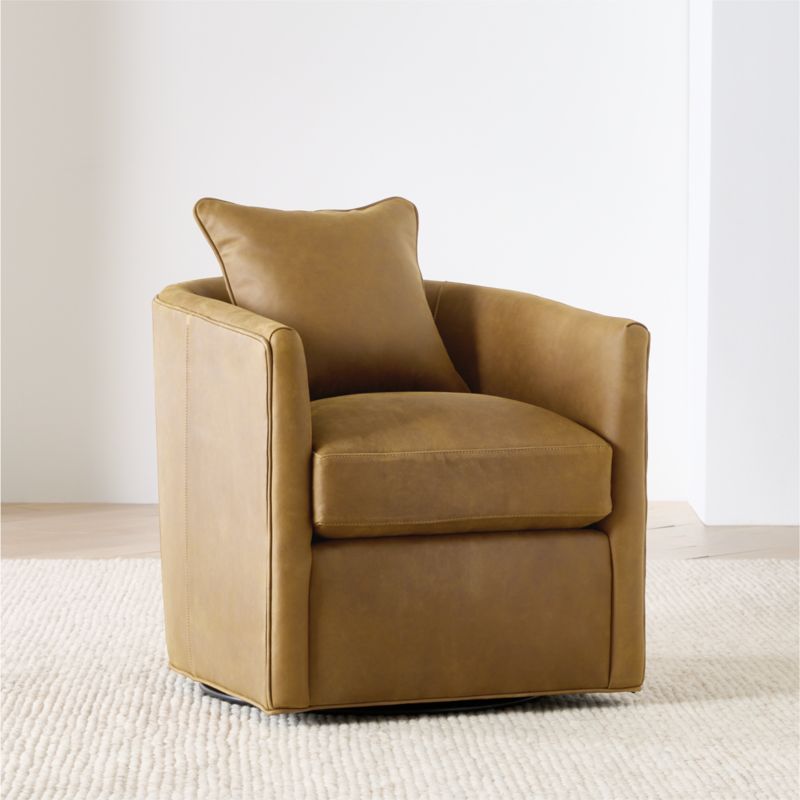 Drew Small Leather Swivel Accent Chair - image 3 of 8