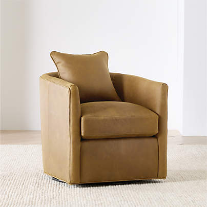 Drew Small Leather Swivel Accent Chair