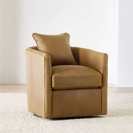 Drew Small Leather Swivel Accent Chair