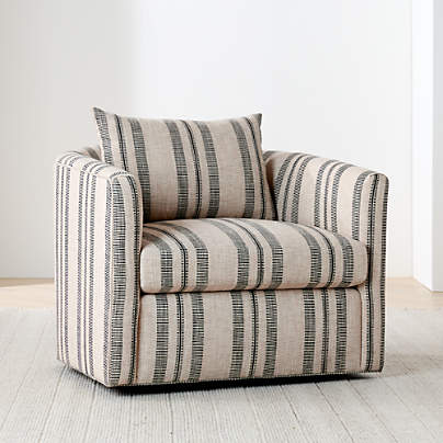 Drew Striped Grande Swivel Accent Chair