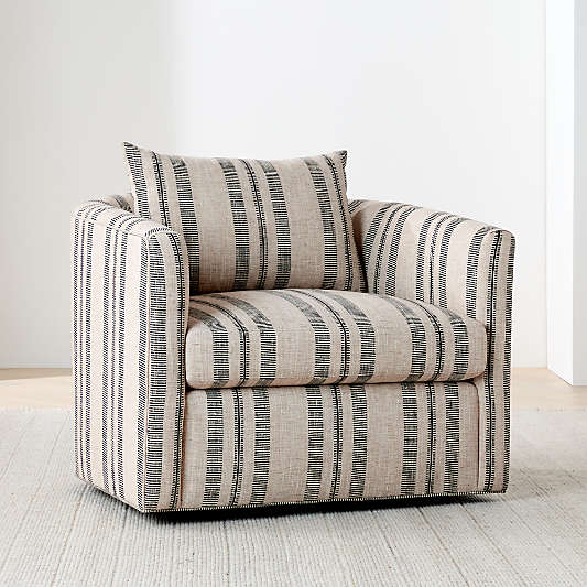 Drew Striped Grande Swivel Accent Chair