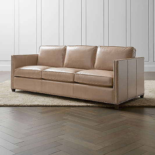 Dryden Leather 3-Seat Sofa with Nailheads