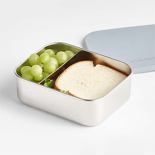 Blue Stainless Steel Dual Compartment Lunch Container