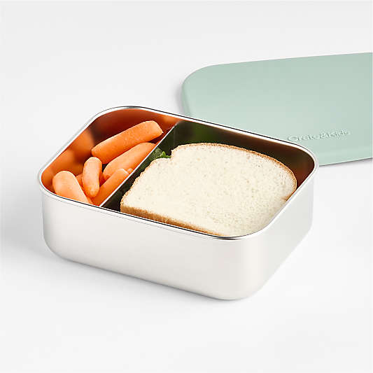 Green Stainless Steel Dual Compartment Lunch Container