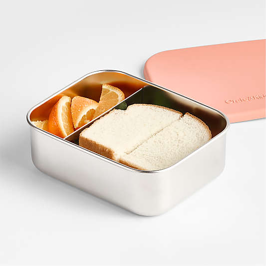 Pink Stainless Steel Dual Compartment Lunch Container