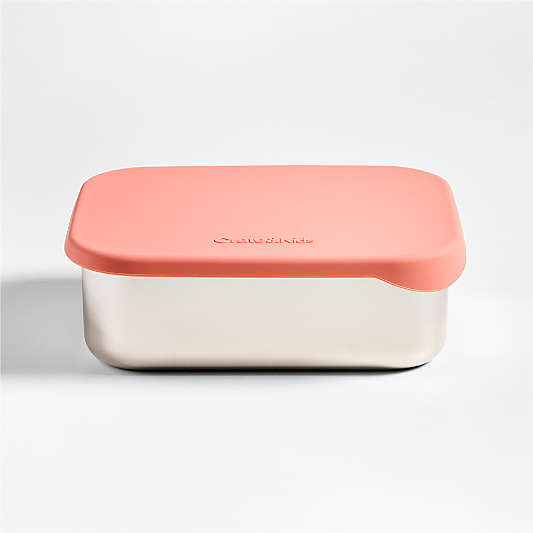 Pink Stainless Steel Dual Compartment Lunch Container