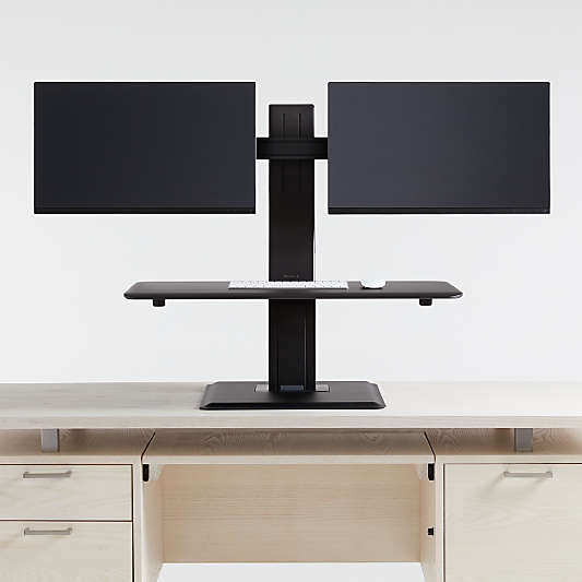 Humanscale ® Black Dual Monitor Quickstand Eco Standing Desk Converter