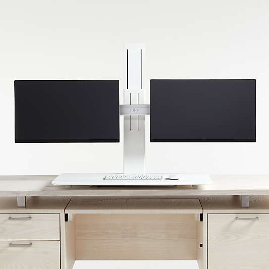 Humanscale ® White Dual Monitor Quickstand Eco Standing Desk Converter