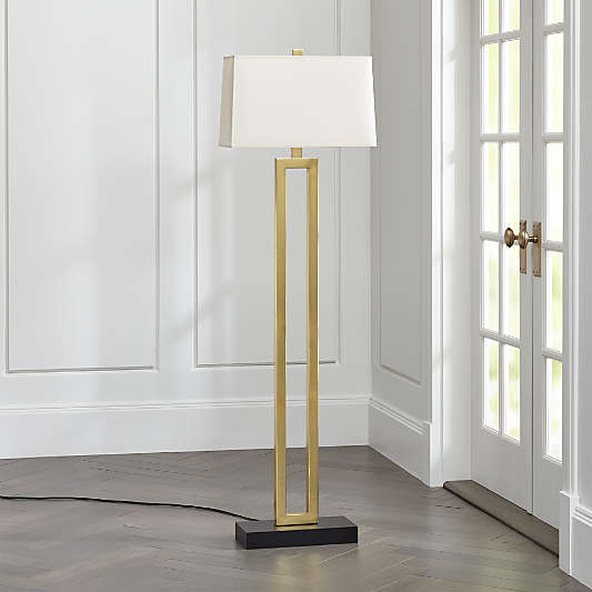 Duncan Brass Floor Lamp with Ivory Shade