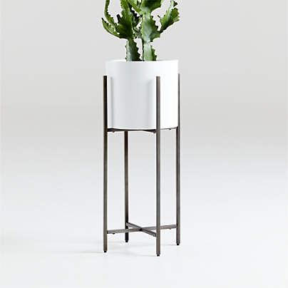 Dundee White Round Indoor/Outdoor Planter with Short Stand