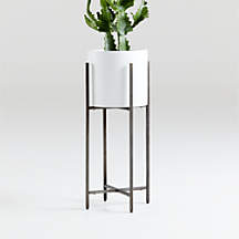 Dundee Indoor/Outdoor Low White Planter with Stand + Reviews | Crate &  Barrel