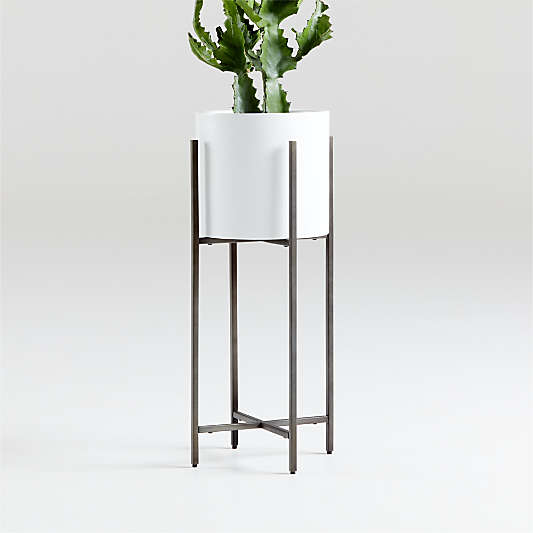 Dundee White Round Indoor/Outdoor Planter with Short Stand