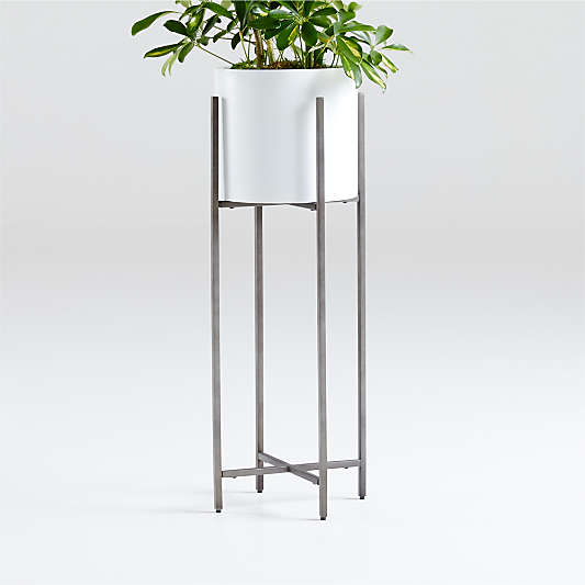 Dundee White Round Indoor/Outdoor Planter with Tall Stand