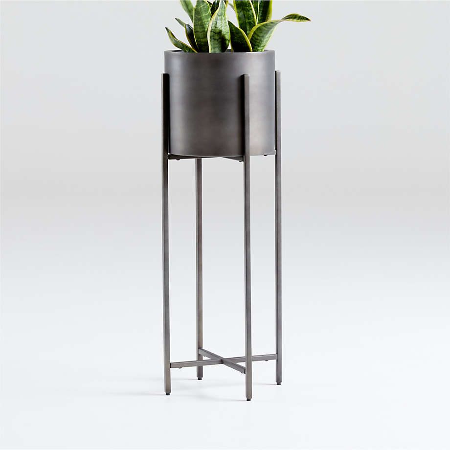 Dundee Bronze Floor Indoor/Outdoor Planter with Tall Stand (Open Larger View)