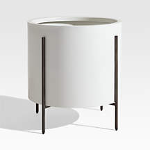 Dundee Indoor/Outdoor Low White Planter with Stand + Reviews | Crate & Barrel