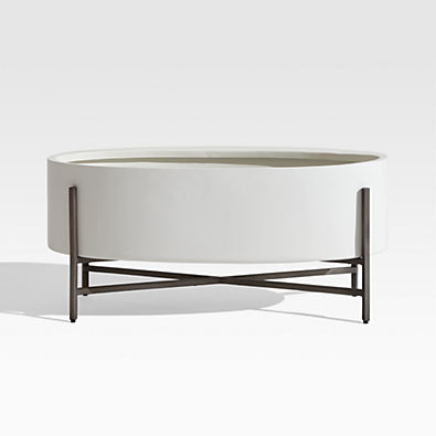 View Dundee Indoor/Outdoor Low White Planter with Stand 28" details