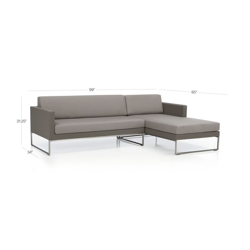 View Dune 2-Piece Taupe Right-Arm Chaise Outdoor Sectional Sofa with Sunbrella ® Cushions - image 2 of 5