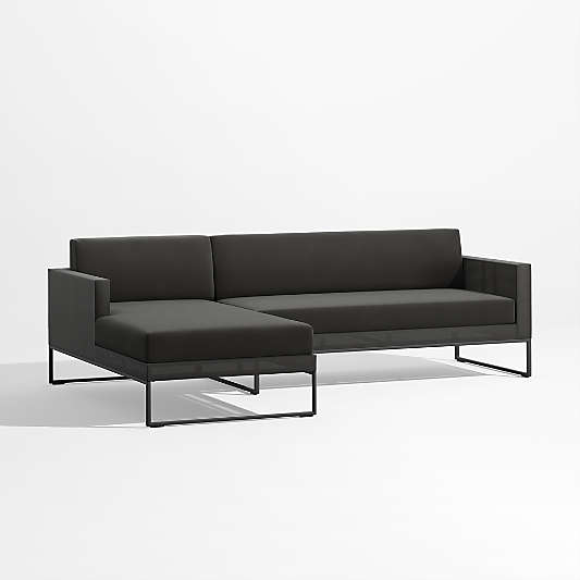 Dune 2-Piece Black Outdoor Sectional Sofa with Left-Arm Chaise