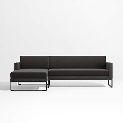 Dune 2-Piece Black Outdoor Sectional Sofa with Left-Arm Chaise