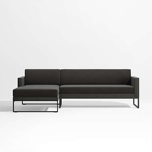 Dune 2-Piece Black Outdoor Sectional Sofa with Left-Arm Chaise