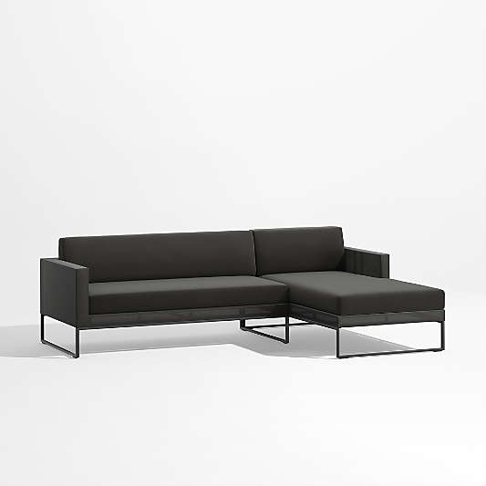 Dune 2-Piece Black Outdoor Sectional Sofa with Right-Arm Chaise