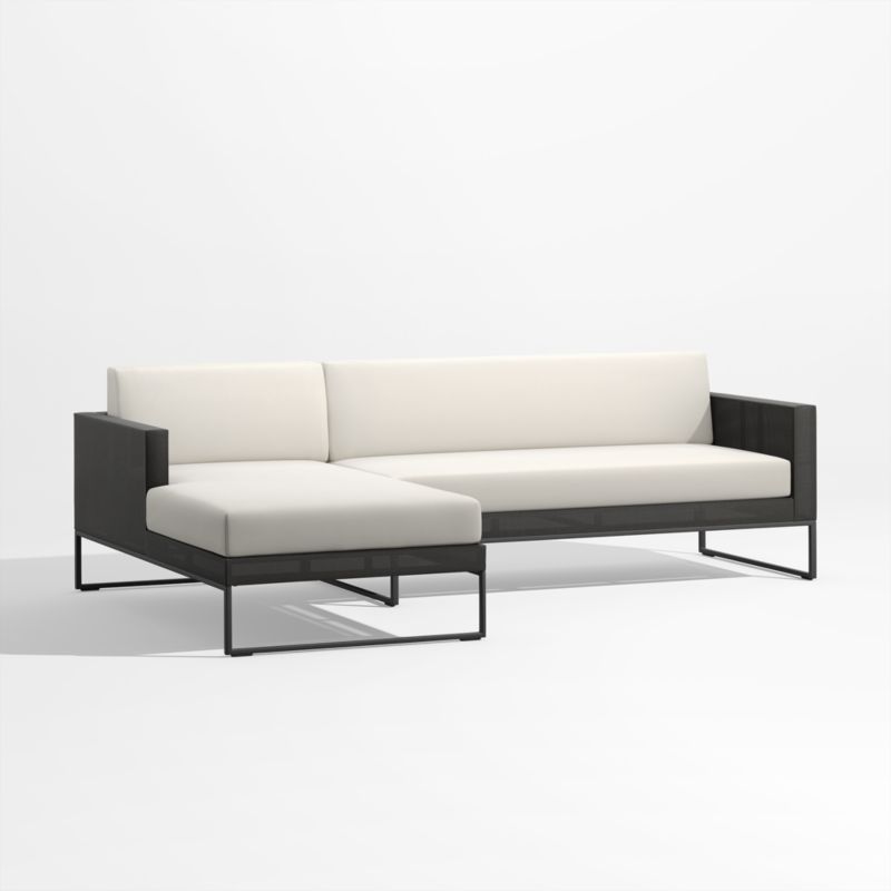 Dune 2-Piece Black and White Outdoor Sectional Sofa with Left-Arm Chaise - image 3 of 4