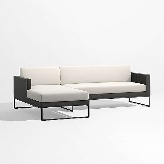 Dune 2-Piece Black and White Outdoor Sectional Sofa with Left-Arm Chaise