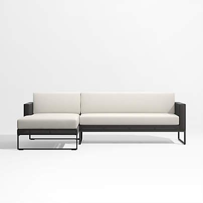 Dune 2-Piece Black and White Outdoor Sectional Sofa with Left-Arm Chaise