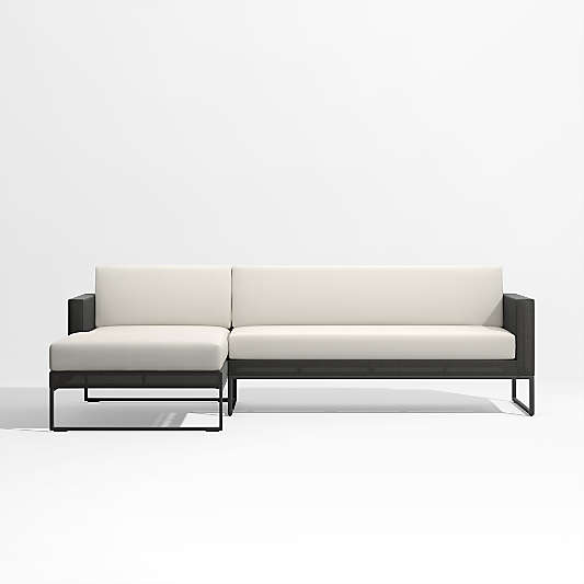 Dune 2-Piece Black and White Outdoor Sectional Sofa with Left-Arm Chaise