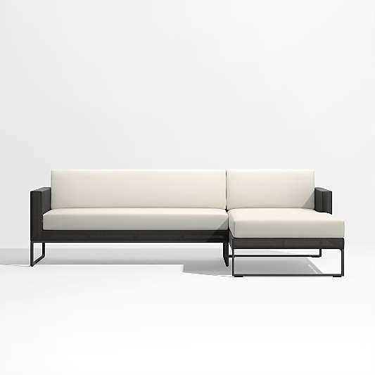 Dune 2-Piece Black and White Outdoor Sectional Sofa with Right-Arm Chaise