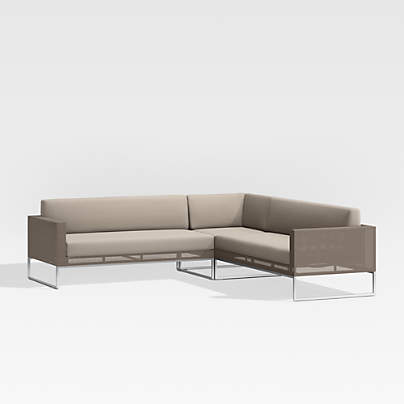 Dune 3-Piece Taupe L-Shaped Outdoor Sectional Sofa with Sunbrella ® Cushions