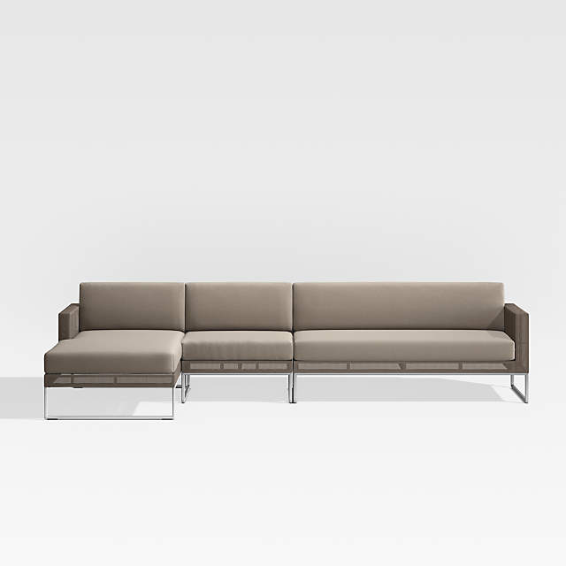 Dune Taupe 3 Piece Left Arm Chaise Sectional Sofa With Sunbrella Cushions - Taupe Sectional Sofa With Chaise Dune Taupe 3 Piece Left Arm Chaise Sectional Sofa With Sunbrella Cushions - Taupe Sectional Sofa With Chaise