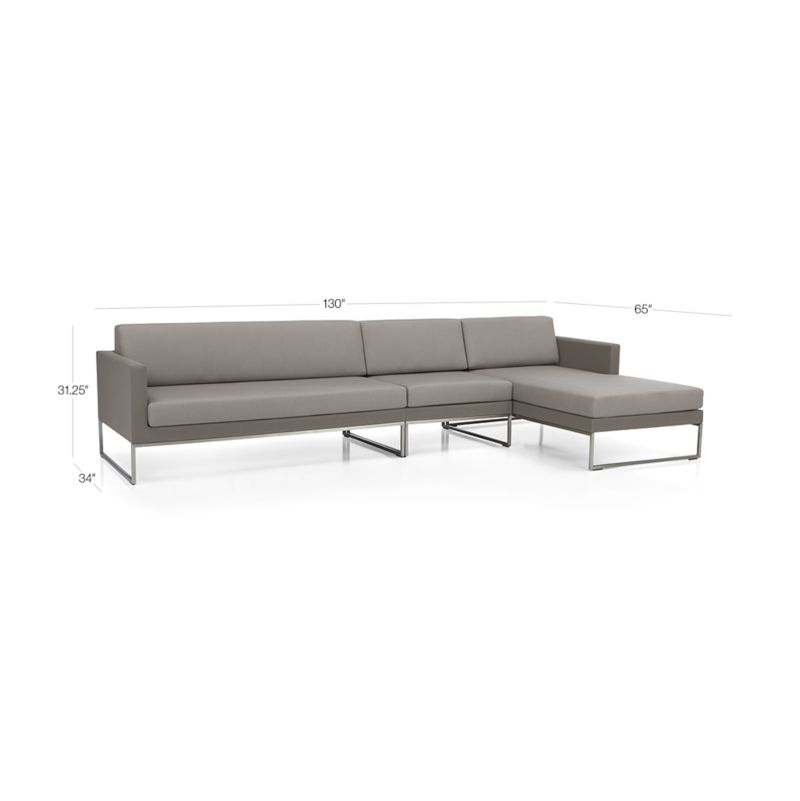 View Dune 3-Piece Taupe Right-Arm Chaise Outdoor Sectional Sofa with Sunbrella ® Cushions - image 2 of 5