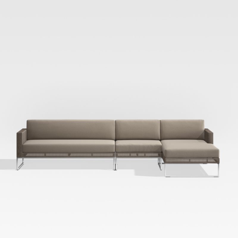 Dune 3-Piece Taupe Right-Arm Chaise Outdoor Sectional Sofa with Sunbrella ® Cushions - image 0 of 4