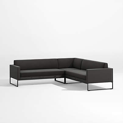 Dune 3-Piece Black L-Shaped Outdoor Sectional Sofa