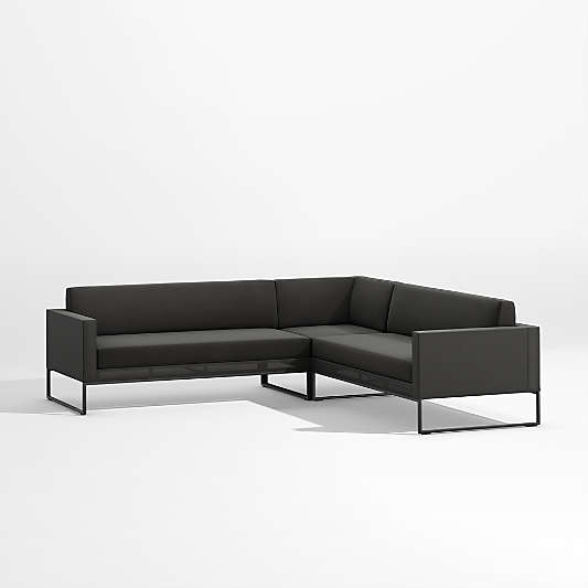 Dune 3-Piece Black L-Shaped Outdoor Sectional Sofa