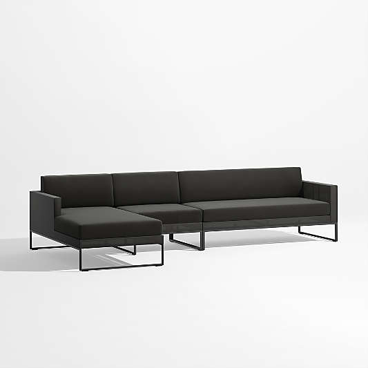 Dune 3-Piece Black Outdoor Sectional Sofa with Left-Arm Chaise