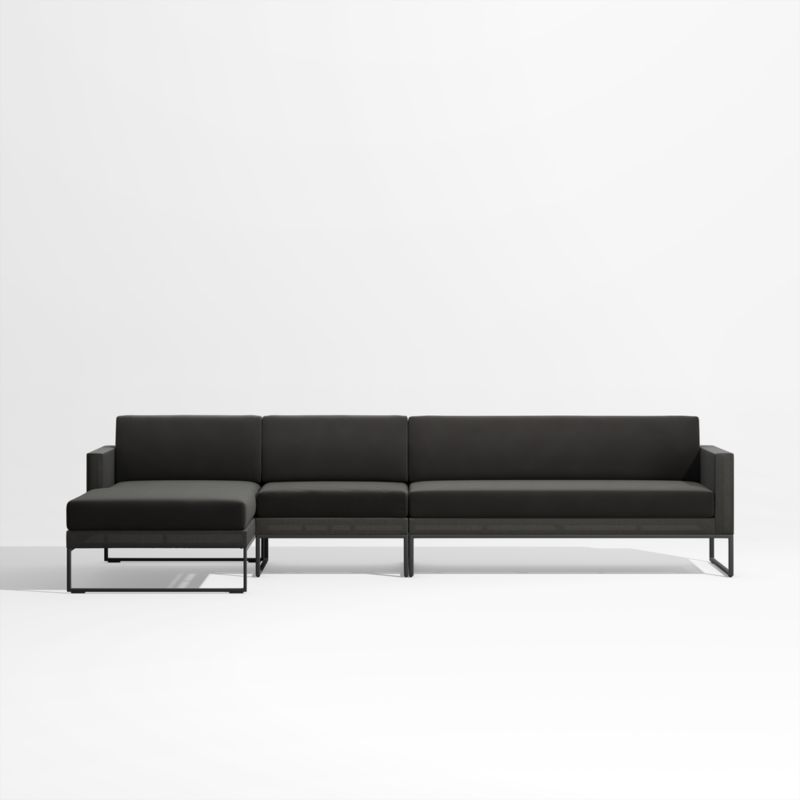 Dune -Piece Black Outdoor Sectional Sofa with Left-Arm Chaise