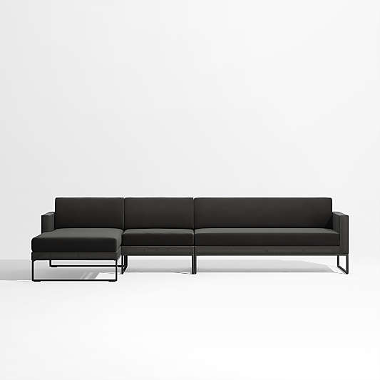 Dune 3-Piece Black Outdoor Sectional Sofa with Left-Arm Chaise