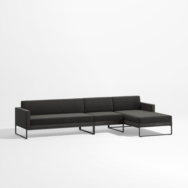 Dune 3-Piece Right Arm Black Outdoor Chaise Sectional - image 2 of 3