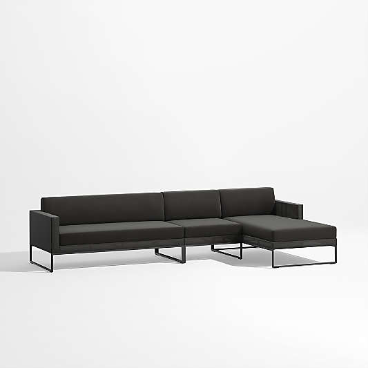 Dune 3-Piece Right Arm Black Outdoor Chaise Sectional