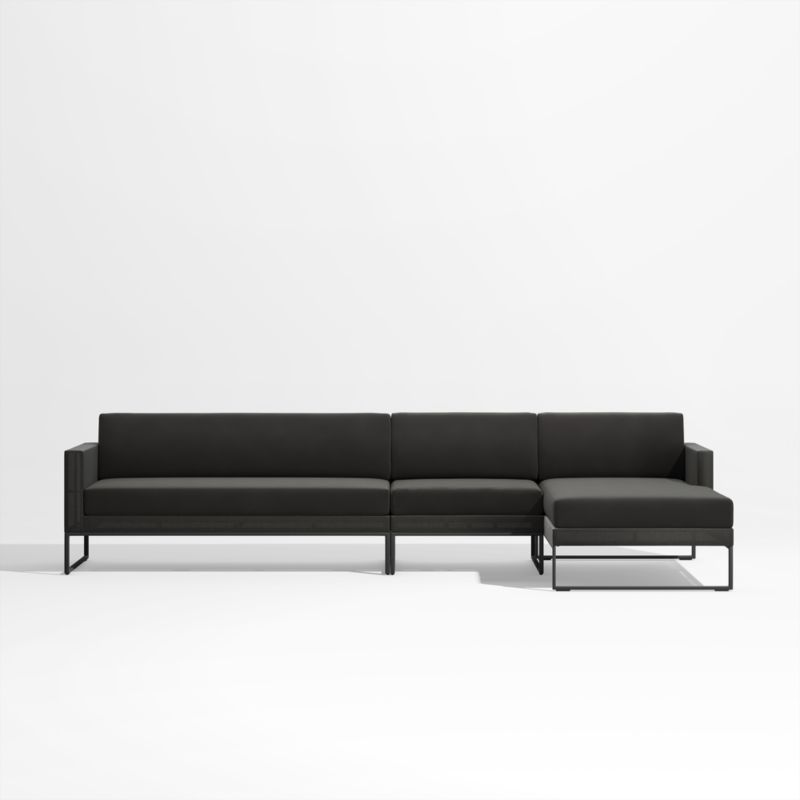 Dune 3-Piece Right Arm Black Outdoor Chaise Sectional - image 0 of 3