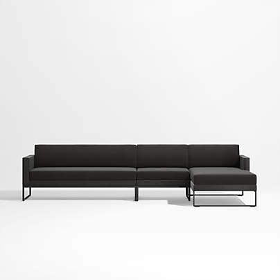 Dune 3-Piece Right Arm Black Outdoor Chaise Sectional